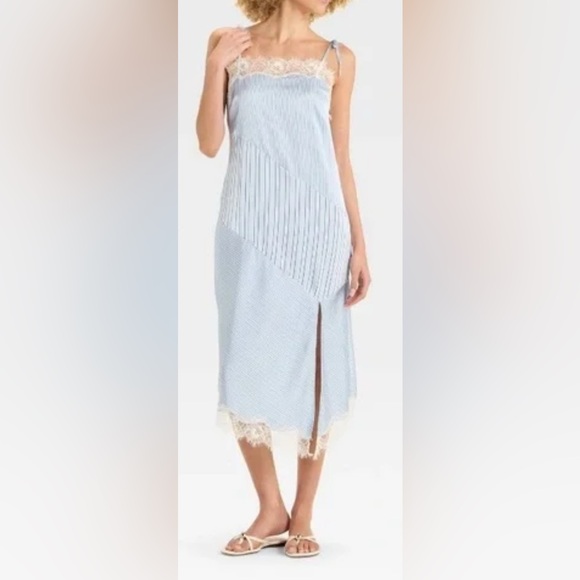 Future Collective Target Collab Women’s Blue Stripe Patchwork Slip Dress Large - Picture 1 of 10